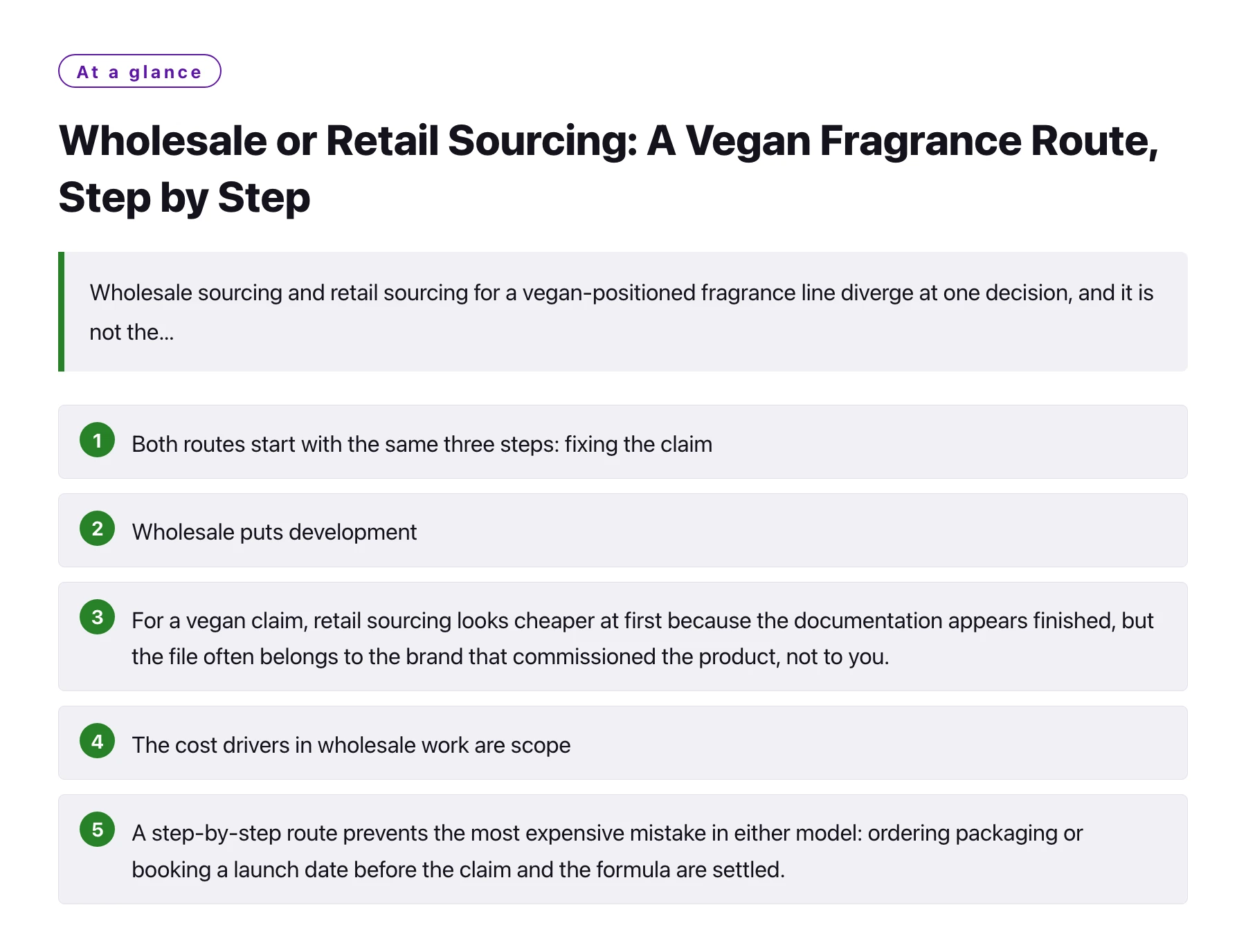 Wholesale or Retail Sourcing: A Vegan Fragrance Route, Step by Step——全文要点速览